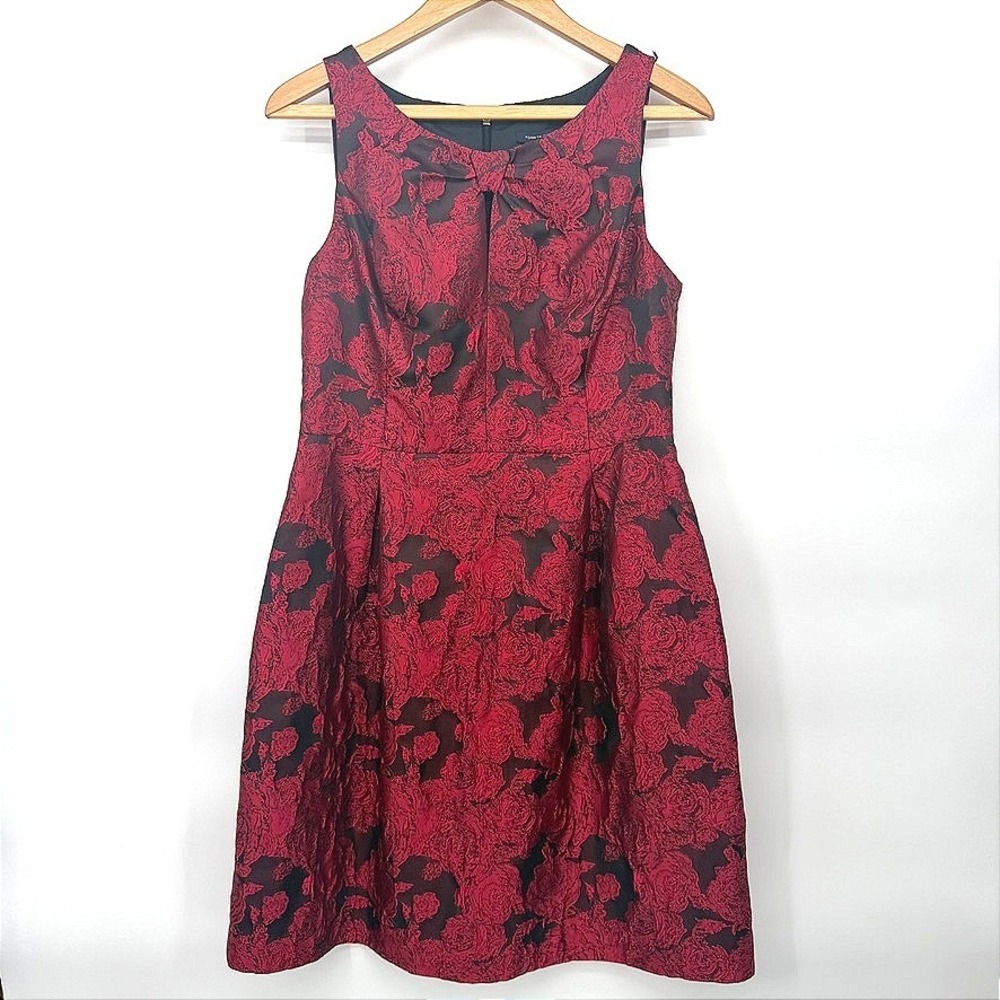 Tommy Hilfiger Dress Floral Jacquard Bow Front Sleeveless Party Cocktail Size 8